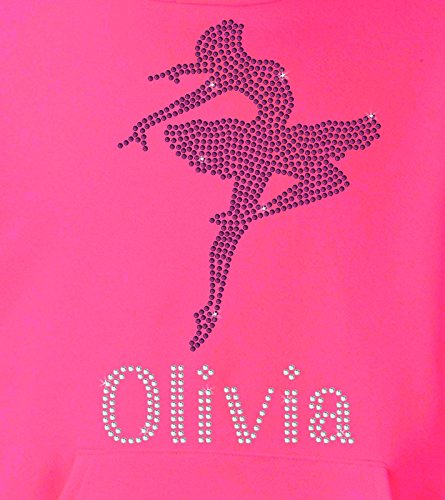 BALLET GIRL - Sudadera con capucha y capucha de ballet de cristal personalizado con diseño de bola de ballet de baile, de Varsany, Infantil, Fuschia-pink, 12-13 años