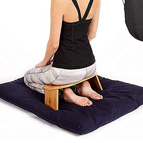 Banco de Meditación Plegable, Taburete de Yoga Simple, Taburete Arrodillarse, Banco Ergonómico de Bambú para Yoga, Incluye Bolsa de Transporte