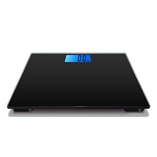 Báscula electrónica digital para baño de control de peso con retroiluminación, peso máximo de 180 kg, color negro