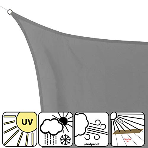 BB Sport Toldo Vela 3m x 5m Graníto Rectangular 100% poliéster [PES] Vela Sombra Protección UV 30+ Balcon Jardin Terazza