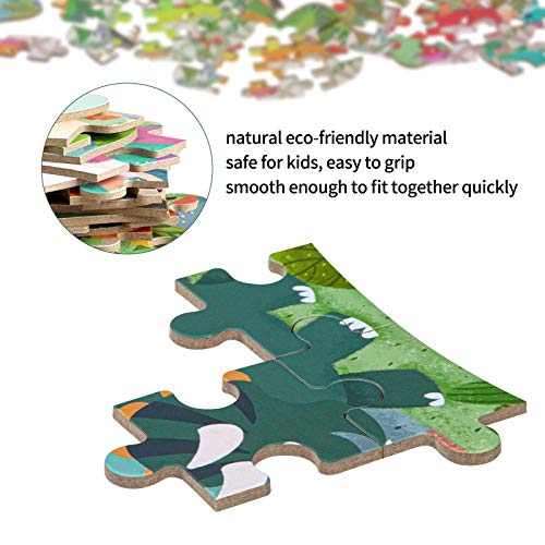 BBLIKE Puzzle Infantil de Dinosaurios para niños, puzle de 5 imágenes, puzle de Madera, Adecuado para niños y niñas a Partir de 3, 4 y 5 años (Rompecabezas de Dinosaurios)