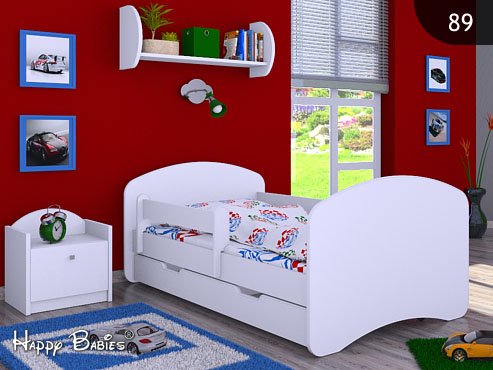 BDW Cama infantil con un cajón y colchón, color blanco, 180 x 80 cm