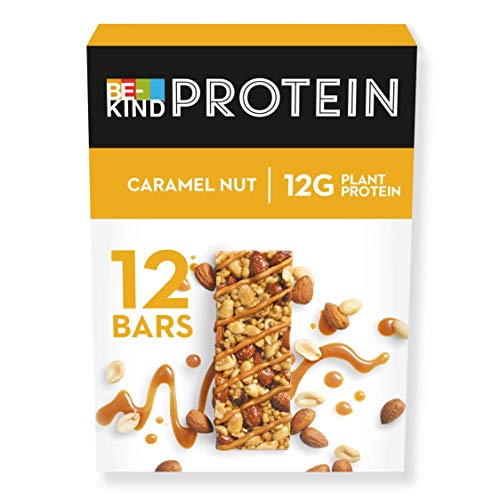 BE-KIND Barrita Proteina con Frutos Secos Tostados, Nuez de Caramelo, Sin Gluten, Alto Contenido de Fibra y Proteina, 12 X 40g Barras