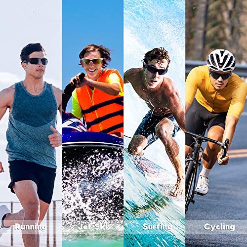 Bea Cool Gafas de sol polarizadas deportivas para hombres, mujeres, jóvenes, béisbol, ciclismo, correr, conducir, pescar, golf, motocicleta, tac, gafas (Brillante Negro Azul)