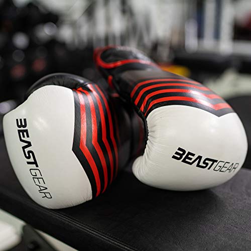 Beast Gear Guantes de boxeo - Guante Deportivo de piel genuina para hombre y mujer, perfecto para Boxeo, Kick Boxing, Muay Thai, Boxing y Sparring