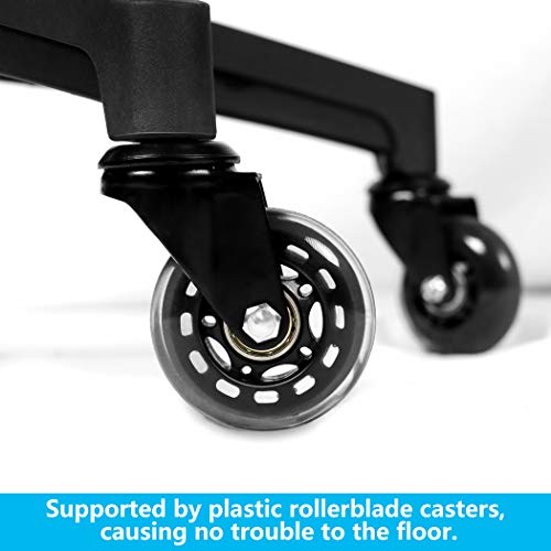 Becko Silla de oficina ergonómica ajustable con ruedas de rodillo para el hogar y la oficina, con respaldo de malla transpirable, cojín grueso cómodo, soporte lumbar y reposacabezas retráctil (negro)