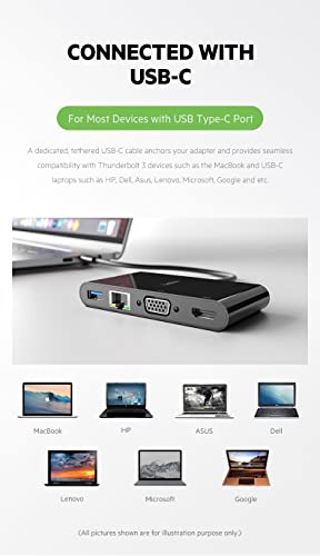 Belkin AVC004btBK - Adaptador Multimedia USB-C (hub USB-C con Puertos VGA, 4K, HDMI, USB 3.0 y Ethernet, Carga Pass-Through de 100 W para MacBook Pro, iPad Pro, Surface Pro, Chromebook y Otros)