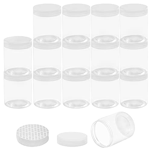 Belle Vous Botes de Plastico Transparente con Tapas (Pack de 15) 240 ml - Tarros Redondos Vacíos Libres de BPA - Recipientes para Alimentos, Slime, Especias Secas, Frutas y para Viajes
