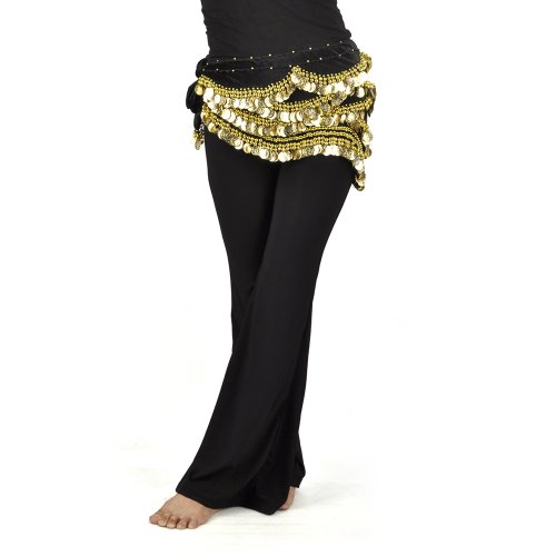 BellyLady - Cinturón/pañuelo con monedas doradas para danza del vientre
