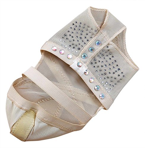 BELLYQUEEN Almohadillas de Danza del Vientre Mujer Zapatillas de Baile Descalzo con Decoración Diamante Tanga Pie Calcetines Yoga Pilate Ballet - Beige S 34-35