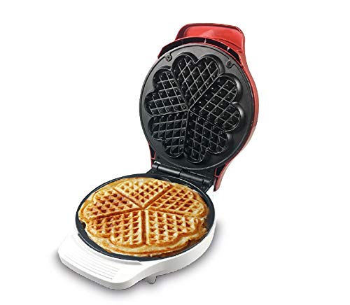 Beper - Plancha para Waffle, Gofrera, 5 Gofres a la Vez, Plancha Antiadherente 18 cm, 800 - 100 W, Rojo y Blanco