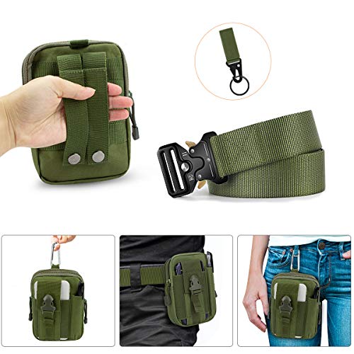 BESTKEE Men Tactical Belt 1.5 Inch Heavy Duty Belt, Nylon Military Belt with Quick-Release Metal Buckle, Gift with Tactical Molle Pouch and Hook