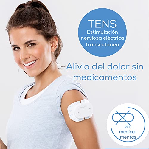 Beurer EM 70 Dispositivo TENS / EMS inalámbrico, dispositivo de corriente de estimulación sin cables para terapia del dolor, estimulación muscular y masaje, con app, 4 electrodos incluidos
