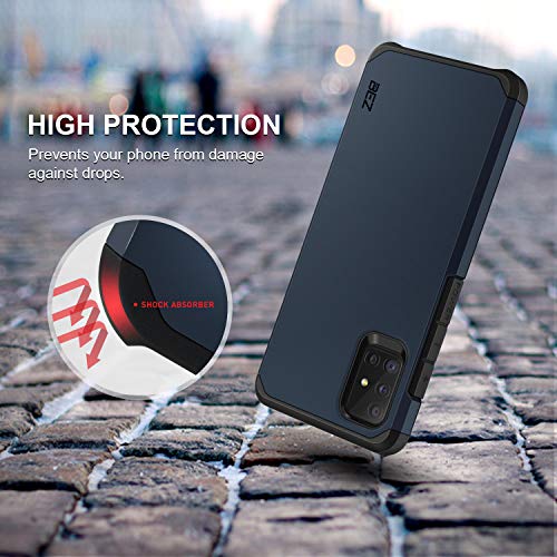 BEZ Funda Samsung A51, Carcasa Protectora para Samsung Galaxy A51 Antideslizante Híbrida Gota Protección, Cover Anti-Arañazos con Absorción de Choque Resistente, Azul Marino