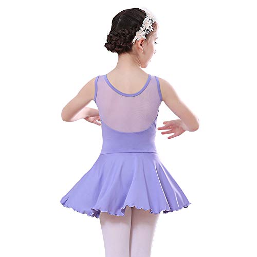 Bezioner Niña Vestido de Ballet Maillot de Danza Gimnasia Clásico Tutú sin Mangas con Falda Púrpura 110