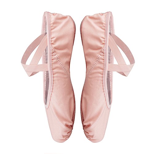 Bezioner Zapatillas de Ballet Canvas Dance Zapatos Split Suela Partida para Niñas Mujeres Pink 27