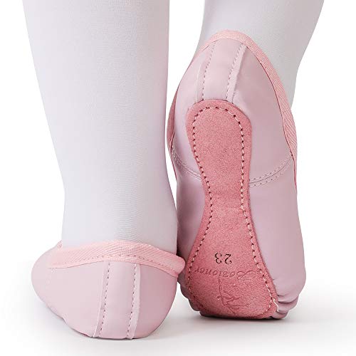 Bezioner Zapatillas de Danza Cuero Zapatos de Ballet y Gimnasia Baile para Niña y Mujer Rosa 20