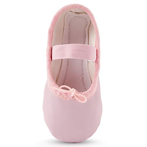 Bezioner Zapatillas de Danza Cuero Zapatos de Ballet y Gimnasia Baile para Niña y Mujer Rosa 20