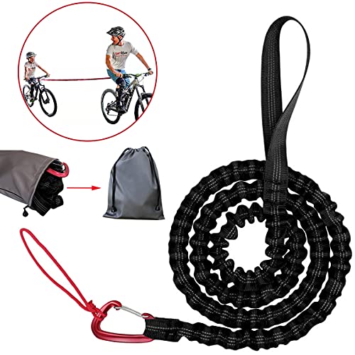 Bicicleta Cuerda de Remolque Niños Elástica Cuerda Remolque para MTB Bungee Cord Negro Cuerda de Nailon Bicicleta Infantil Accesorio, Peso Carga De hasta 500 Libras