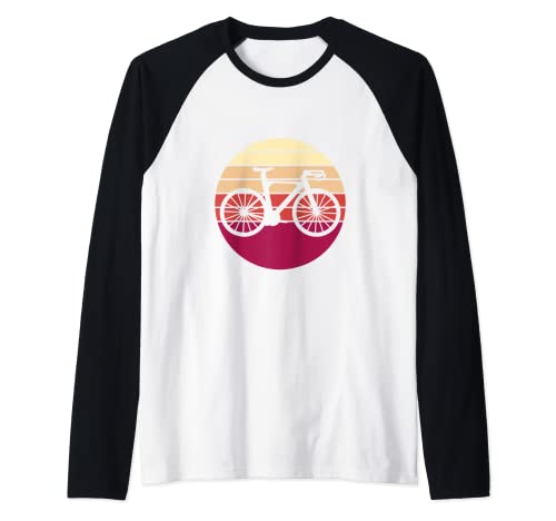 Bicicleta retro silueta ciclista vintage Camiseta Manga Raglan