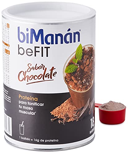 BiManán beFIT - Batido de Proteína Sabor Chocolate, para Tonificar tu Masa Muscular - 540g, 18 Raciones de 30g