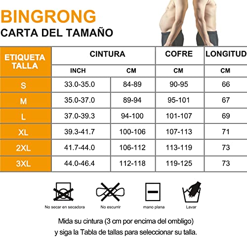 Bingrong Fajas Reductoras Hombre Camiseta Termica Compresión de Sauna Neopreno Chaleco Cintura Fajas Deportivas Lumbar Hombre Waist Trainer (S, Negro)