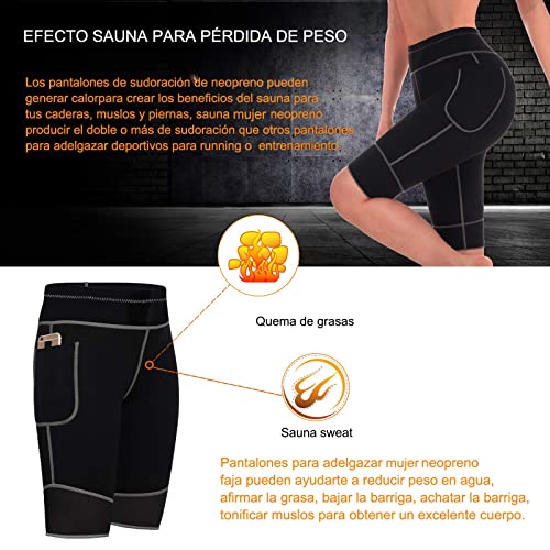 Bingrong Pantalones para Mujer Pantalón de Sudoración Pantalones Cortos de Neopreno térmicos para Ejercicio para Pérdida de Peso Deportivo (Negro, XXX-Large)