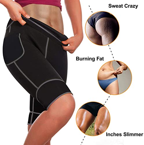Bingrong Pantalones para Mujer Pantalón de Sudoración Pantalones Cortos de Neopreno térmicos para Ejercicio para Pérdida de Peso Deportivo (Negro, XXX-Large)