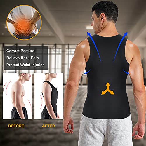 Bingrong Sauna Termica Reductora Hombre Neopreno Fitness Compresion Muscular Vest para Deporte Fitness de Correr Cremallera Chaleco(Negro-2, 2XL)