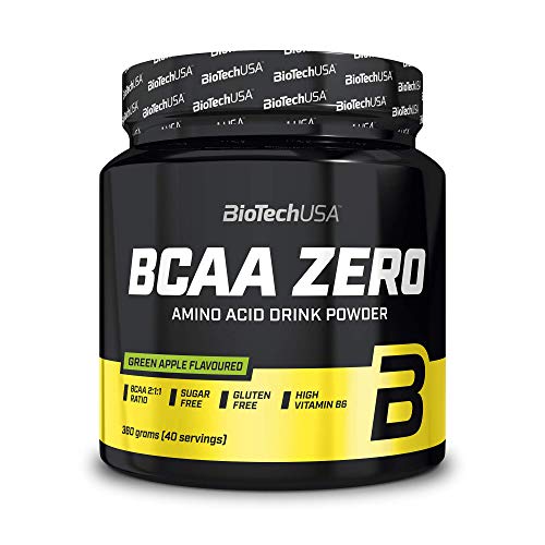 BioTechUSA BCAA Zero Bebida en polvo de aminoácidos aromatizada sin azúcar, con L-leucina, L-isoleucina y vitamina B6, 360 g, Manzana