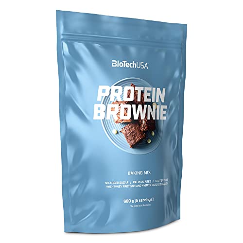 BioTechUSA Protein Brownie, Polvo Protein Brownie con colágeno, proteínas de lactosuero y edulcorante. 600 g, Chocolate