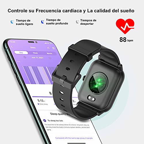 Blackview R3 Smartwatch, Reloj Inteligente Hombre - Oxímetro de Pulso (SpO2) | Esfera de Reloj de DIY | Pulsera Actividad Inteligente Caloría | Smartwatch Mujer para Android e iOS (Versión Mejorada)