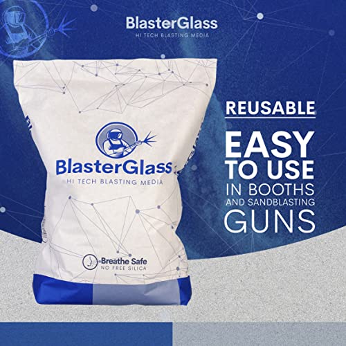 BlasterGlass Hi-Tech Arena Técnica de Vidrio Abrasivo Reutilizable para Limpieza por Chorro a Presión, Alta Compatibilidad para Sistemas de Arenado y Chorreo - Saco 10kg