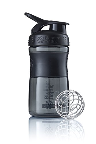 BlenderBottle Sportmixer Botella de agua | Botella mezcladora de batidos de proteínas | con batidor Blenderball | libre de BPA | Tritan| 590ml - negro/negro