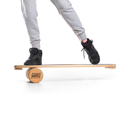 BoarderKING - Rodillo para tablas de equilibrio, Material corcho, También para masaje o fitness, Dimensiones 10 x 40 cm
