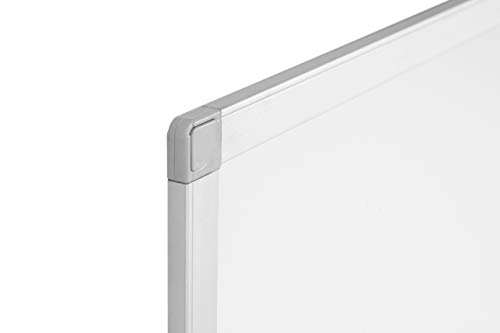 BoardsPlus - Pizarra blanca magnética con marco de aluminio y bandeja, 90 x 60 cm
