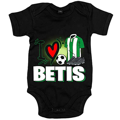 Body bebé para enamorado de su equipo de fútbol del Betis - Negro, Talla única 12 meses