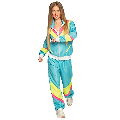 Boland 88537 – Disfraz de chándal de los años 80 con bolsillos, chaqueta y pantalón, traje de campamento, traje de jogging, despedida de soltero, estilo retro, atletas, disfraz de grupo