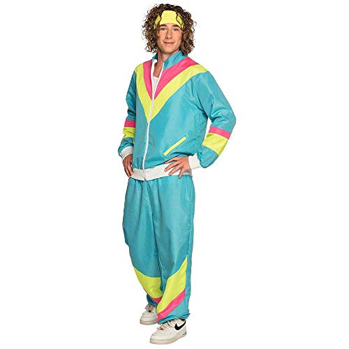 Boland 88544 – Disfraz de chándal de los años 80 con bolsillos, chaqueta y pantalón, traje de campamento, traje de jogging, despedida de soltero, estilo retro, atletas, disfraz de grupo