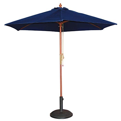 Bolero Parasol alto redondo de 3 x 2,5 m de diámetro color azul marino, paraguas para jardín al aire libre.
