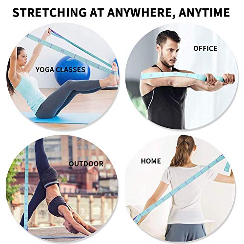 BONHHC Banda elástica para Yoga,Cinturón de Yoga,con 9 Lazos, para Fitness, Pilates, Fisioterapia （púrpura