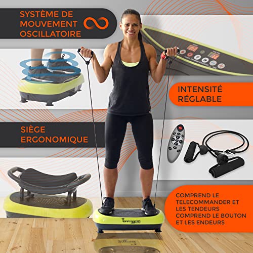 Bonplus BP | Plataforma Vibratoria con asiento| Fitness | Para adelgazar | Tonificador de músculo | Potencia por 3000 el entrenamiento|