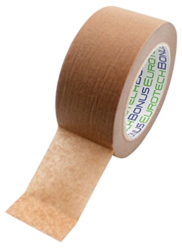 Bonus Eurotech- Cinta de carrocero de papel, color marrón, adhesivo con base de caucho natural, 50 m. de longitud x 50 mm. de ancho x 0,105 mm. de grosor.