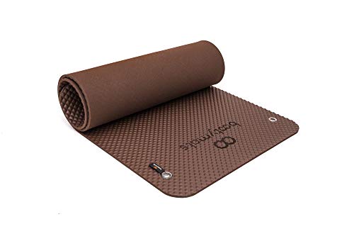 Bootymats Pilates - Esterilla de Gran tamaño. Confort y Comodidad para Ejercicios de Pilates de Suelo. Medidas: 180 x 60 cm. Grosor: 9 mm. Chocolate