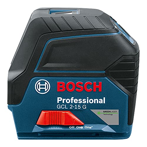 Bosch Professional Nivel láser GCL 2-15 G (láser verde, interior, puntos de plomada, alcance: 15 m, 3 pilas de 1,5 V, soporte giratorio RM 1, placa reflectora de medida del láser, maletín)