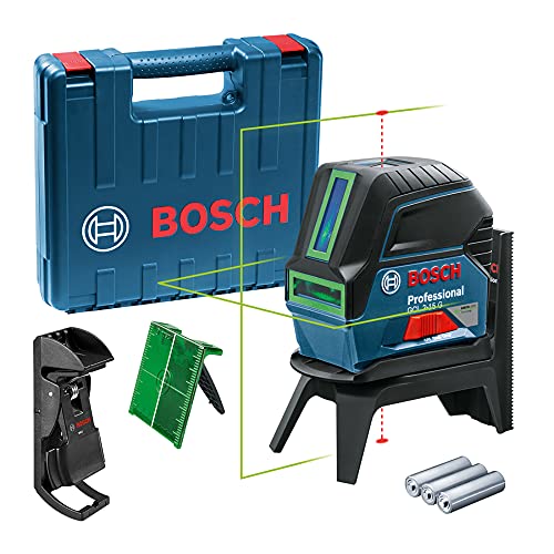 Bosch Professional Nivel láser GCL 2-15 G (láser verde, interior, puntos de plomada, alcance: 15 m, 3 pilas de 1,5 V, soporte giratorio RM 1, placa reflectora de medida del láser, maletín)