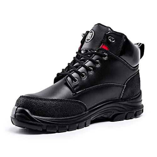 Botas de Seguridad para Hombre con Puntera de Acero S3 SRC Zapatos de Trabajo de Cuero 7700 Negro Hammer (44 EU)
