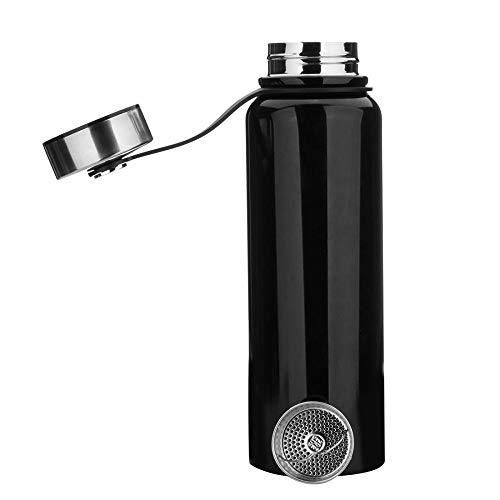 Botella de agua de acero inoxidable de 1,5 l, botella de agua deportiva sin fugas, botella de agua para correr, gimnasio, ciclismo, múltiples especificaciones, color negro, tamaño 1.5L