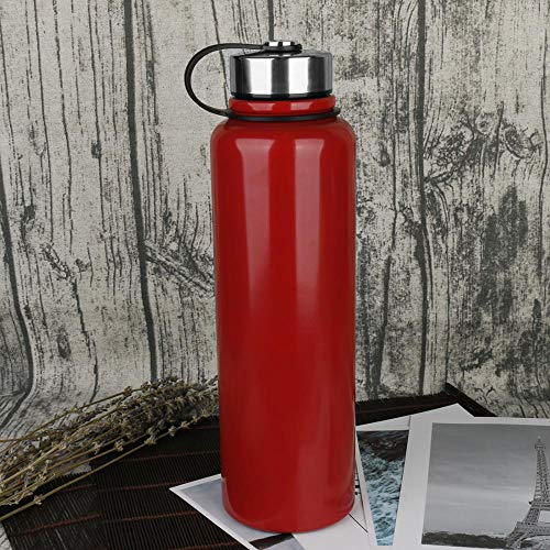 Botella de agua de acero inoxidable de 1,5 l, botella de agua deportiva sin fugas, botella de agua para correr, gimnasio, ciclismo, múltiples especificaciones, color rosso, tamaño 1.5L