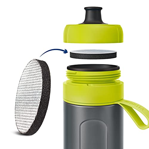 Botella filtrante BRITA Active Verde - Filtro Tecnología MicroDisc, Óptimo sabor para disfrutar en cualquier lugar, Botella de Agua sin BPA, 0.6 litros